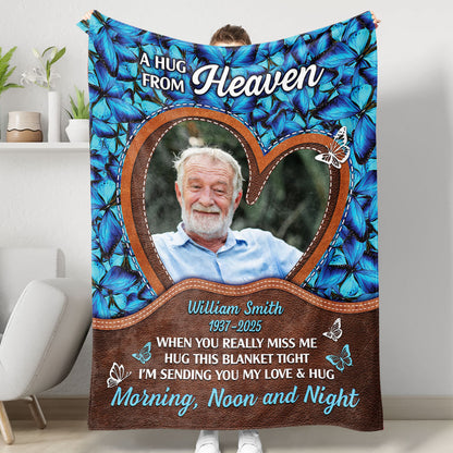 A Heart From Heaven Butterfly - Memorial Personalized Custom Blanket - Sympathy Gift