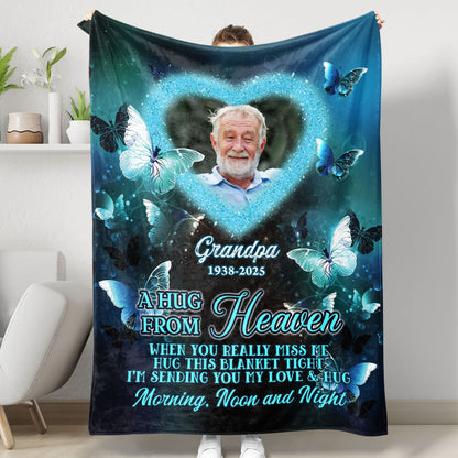 Heart A Hug From Heaven - Memorial Personalized Custom Blanket - Sympathy Gift