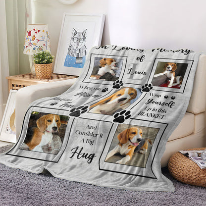 A Hug From Heaven Dog Lover - Memorial Personalized Custom Blanket - Sympathy Gift