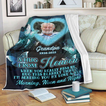 Heart A Hug From Heaven - Memorial Personalized Custom Blanket - Sympathy Gift