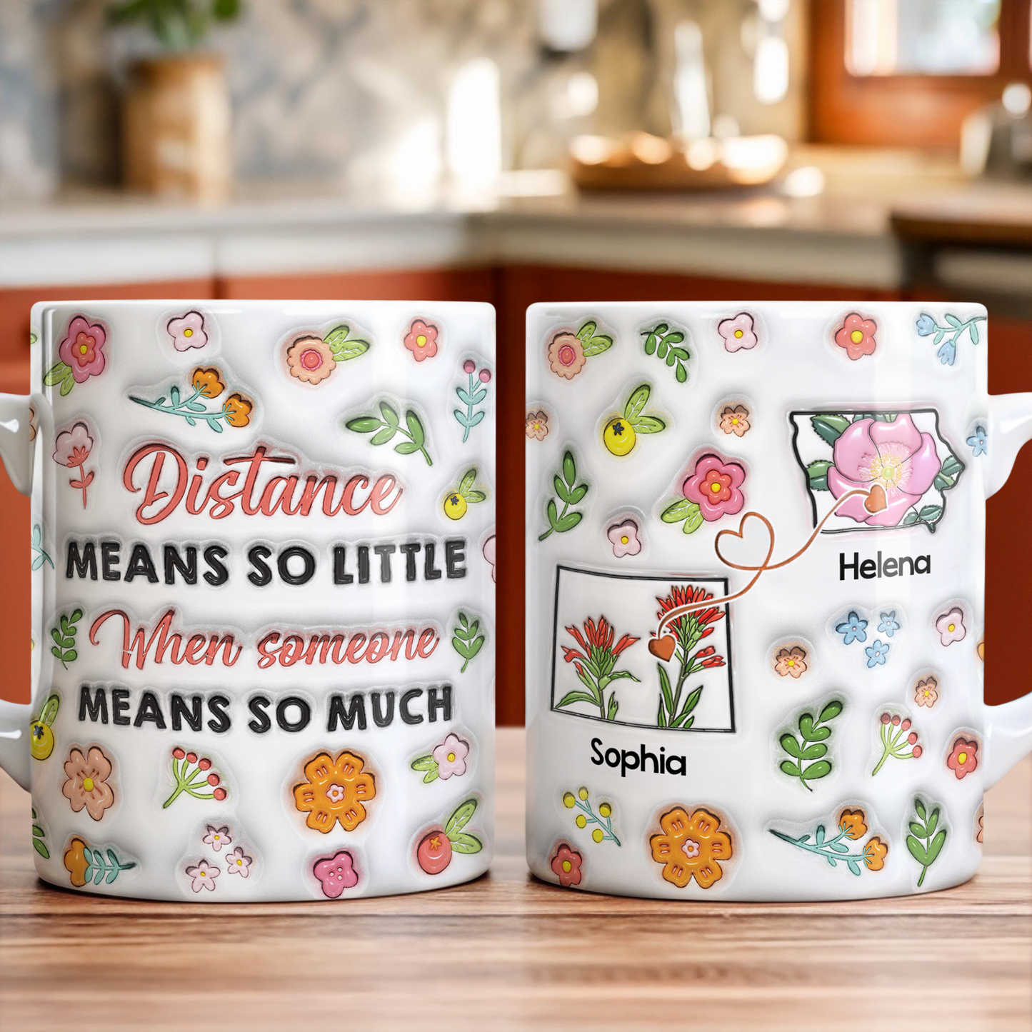 Distance Means So Little - Personalized Custom Coffee Mug - 3D Effect