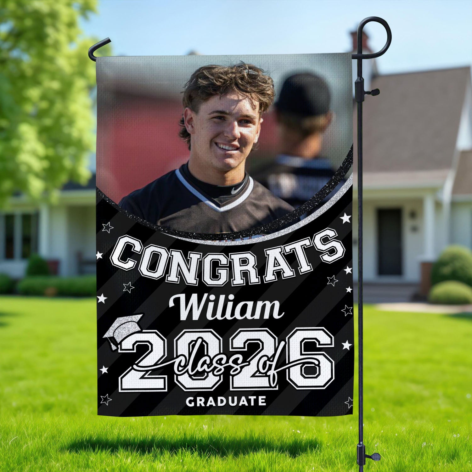 Personalized 2026 Congrats Graduation Garden Flag. Celebrate your graduate with custom graduation flags!