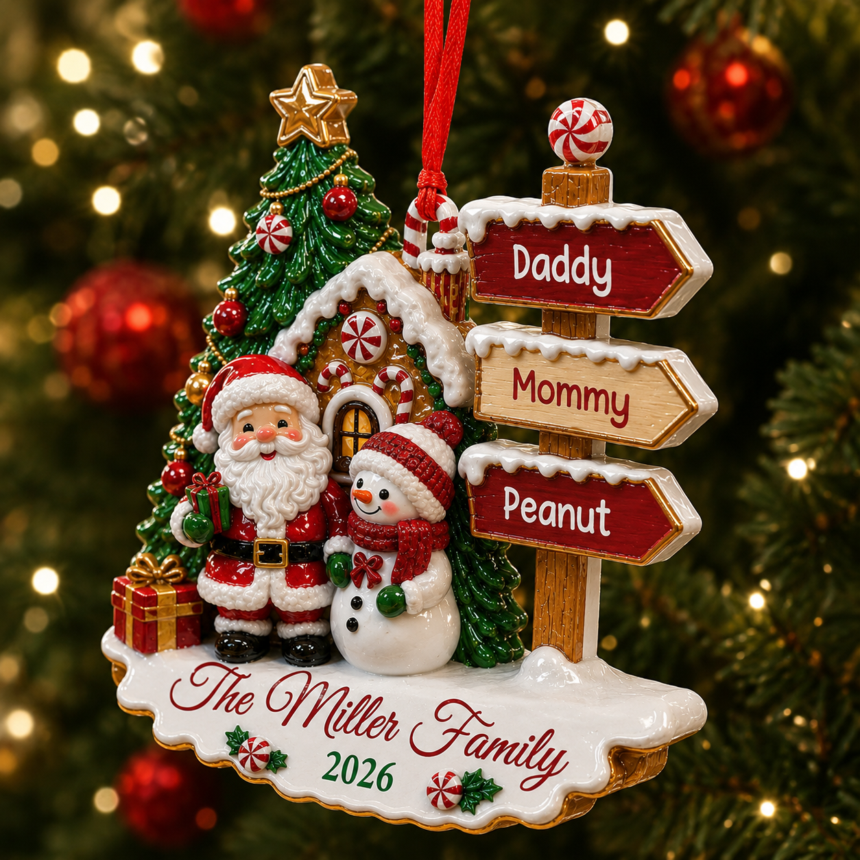 Family Christmas Personalized Ornament - Real 3D Relief Ornament