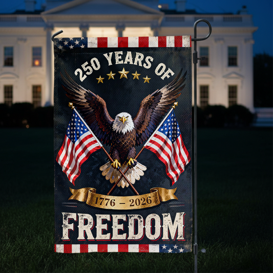 Personalized 250 Years America Garden Flag for Semiquincentennial Celebration.