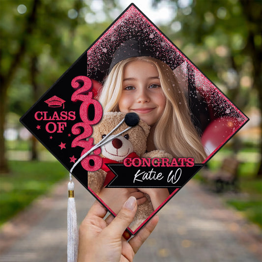 Class Of 2026 Glitter Topper - Personalized Printed Graduation Cap Topper