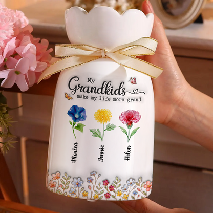 Make Life More Grand With Lovely Kids - Personalized Custom Ribbon Tie Flower Vase