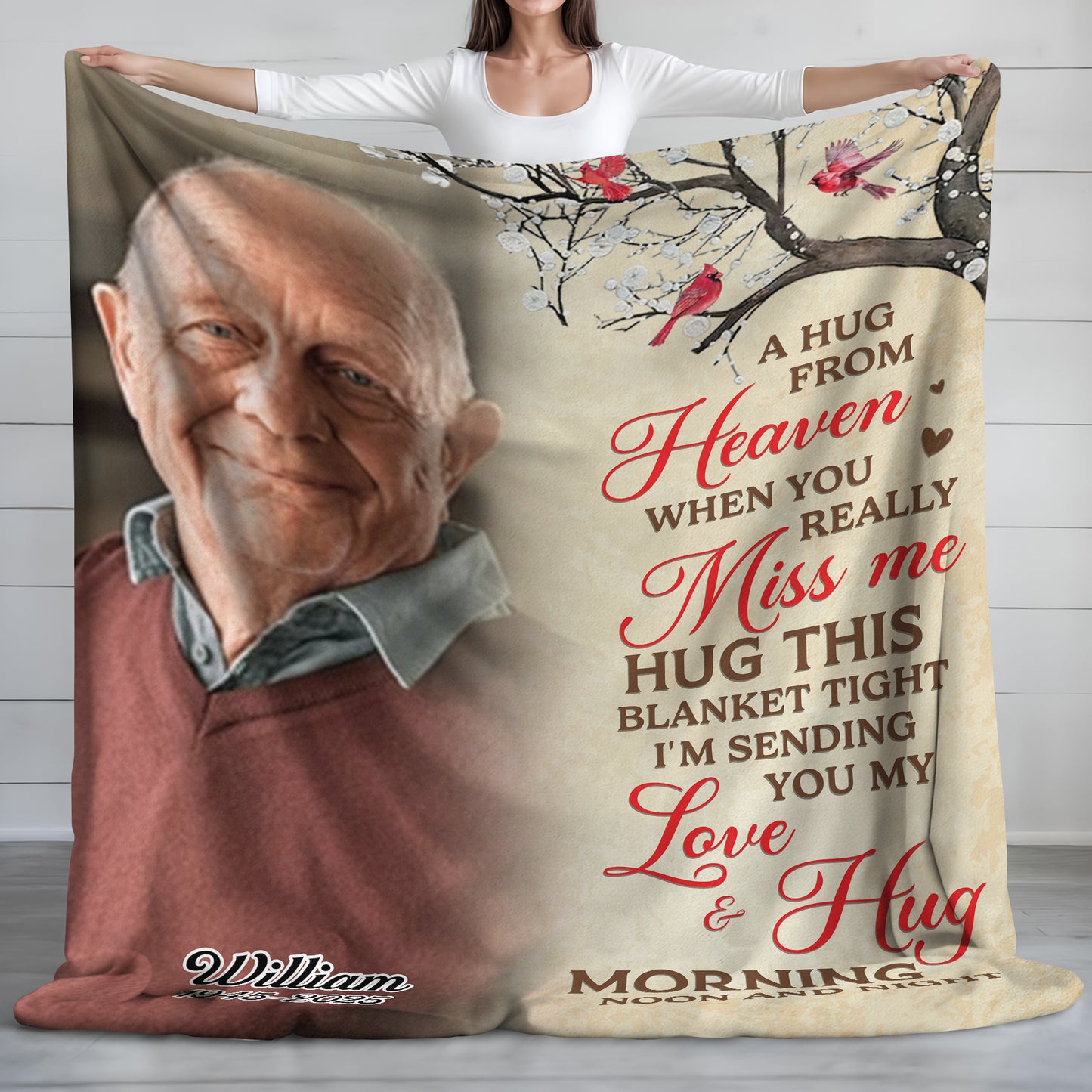 A Hug From Heaven Cardinal Sympathy Gift - Memorial Personalized Custom Blanket