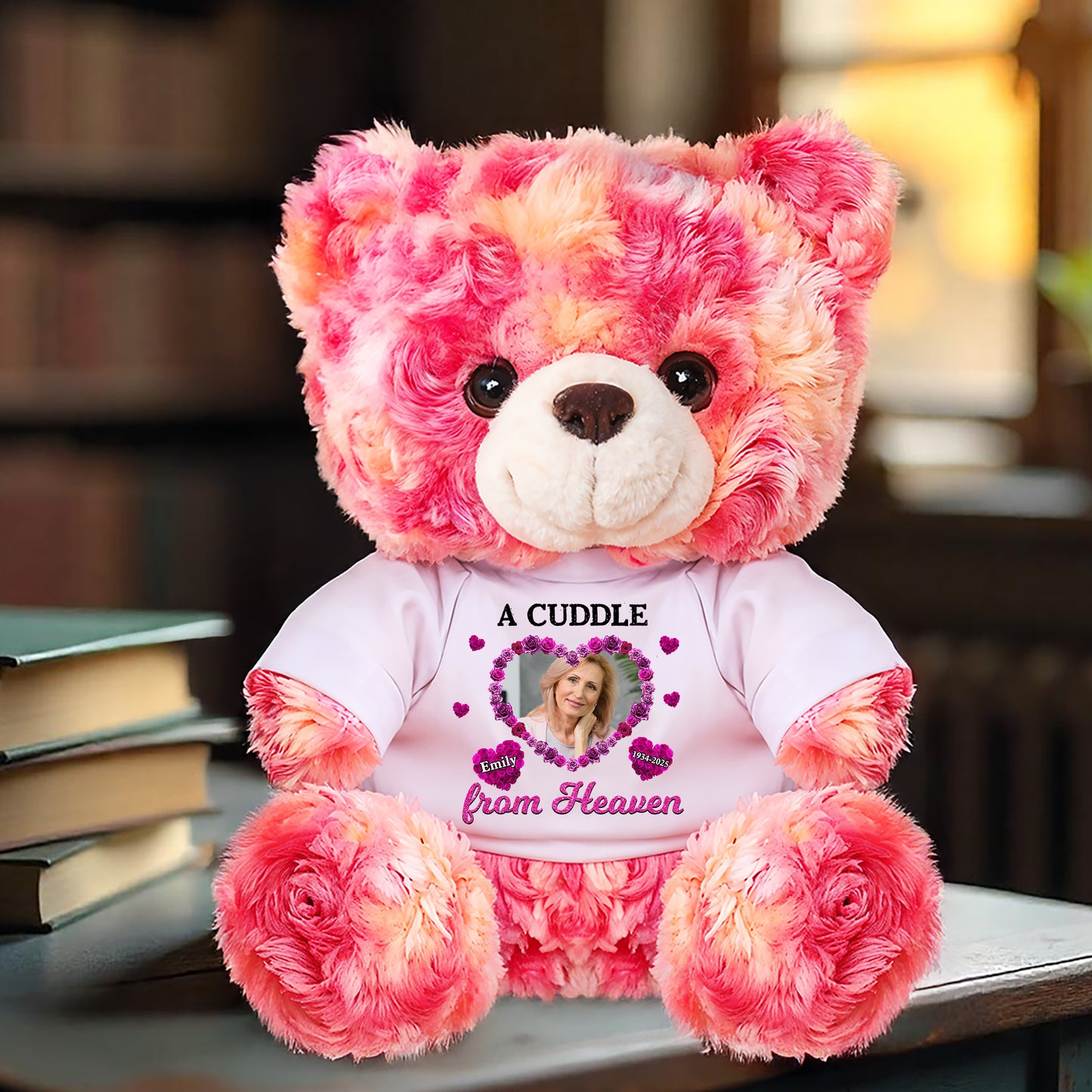 A Cuddle From Heaven Flowers - Memorial Personalized Custom Teddy Bear Plush