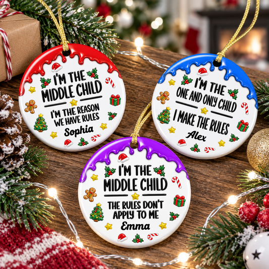 Funny Family Rules Merry Christmas - Real 3D Relief Ornament