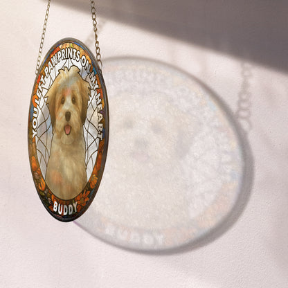 Custom Photo Portrait Dog Cat Memorial - Personalized Photo Stained Glass Window Hanging Suncatcher