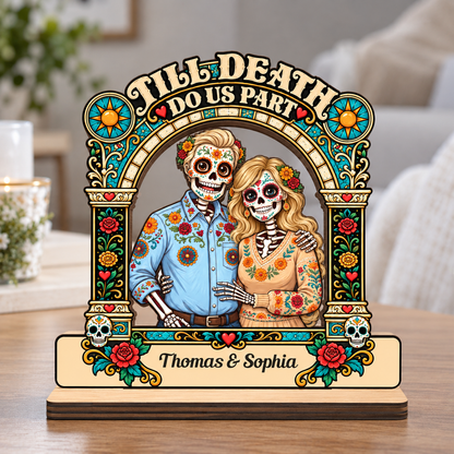 Till Death Do Us Part - Personalized 2-Layer Wood Plaque With Flat Base
