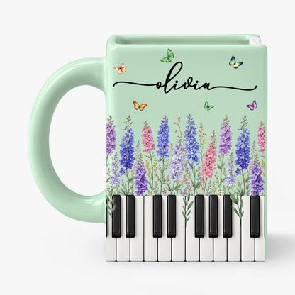 Custom Birth Month Flowers  Book Lovers Shaped Mug - Personalized Name Gifts - Best Friend, Christmas & Birthday Friendship Keepsake Gift