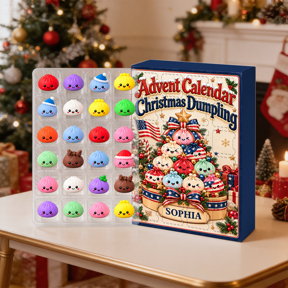 America Dumpling Advent Calendar - Dumpling Advent Calendar - 24 Mini Dumpling Squishies - Family Countdown Calendar
