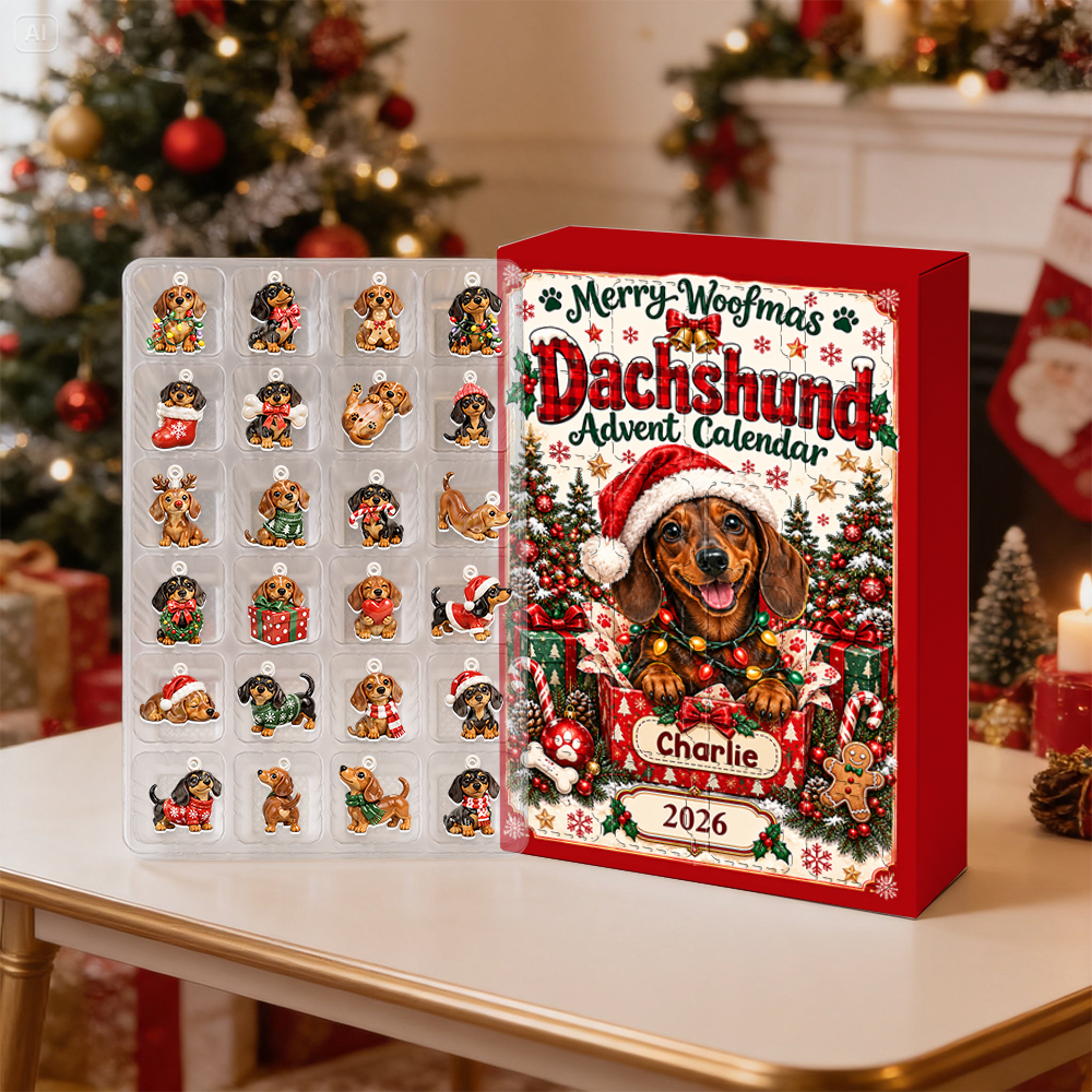 Dachshund Advent Calendar 2026 24 Day Christmas Countdown Box With Cute Figurines - Advent Calendar Box-Box&Acrylic