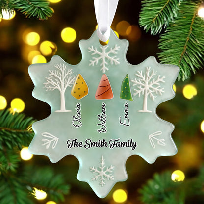Family Snow Sea Glass - Personalized Custom Acrylic 2-layered Ornament