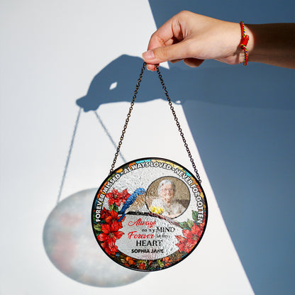 Never Forgotten - Personalized Photo Stained Glass Window Hanging Suncatcher
