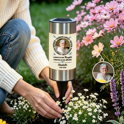 Custom Photo Solar Garden Light - Personalized Memorial Sympathy Gifts For Loss Of Mom, Dad - Always Loved