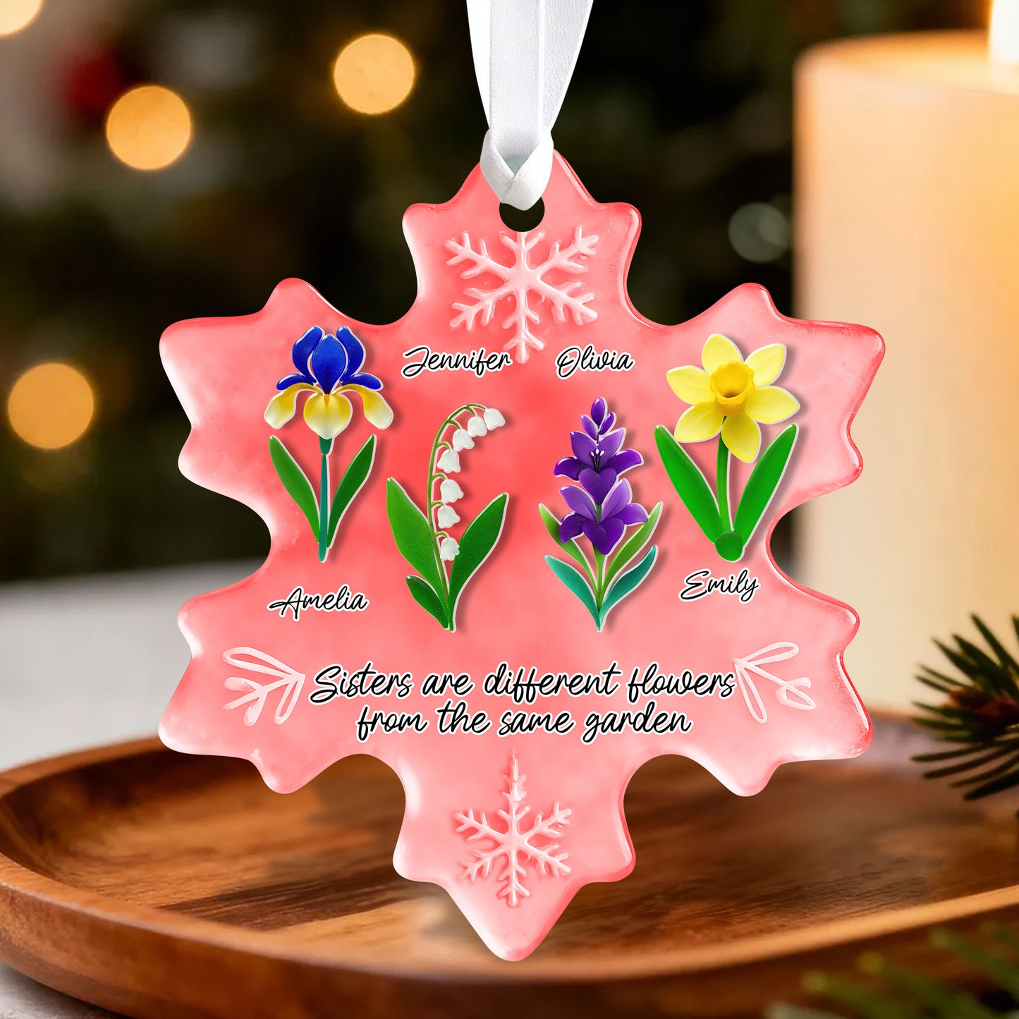 Flowers Sea Glass - Personalized Custom Acrylic 2-layered Ornament
