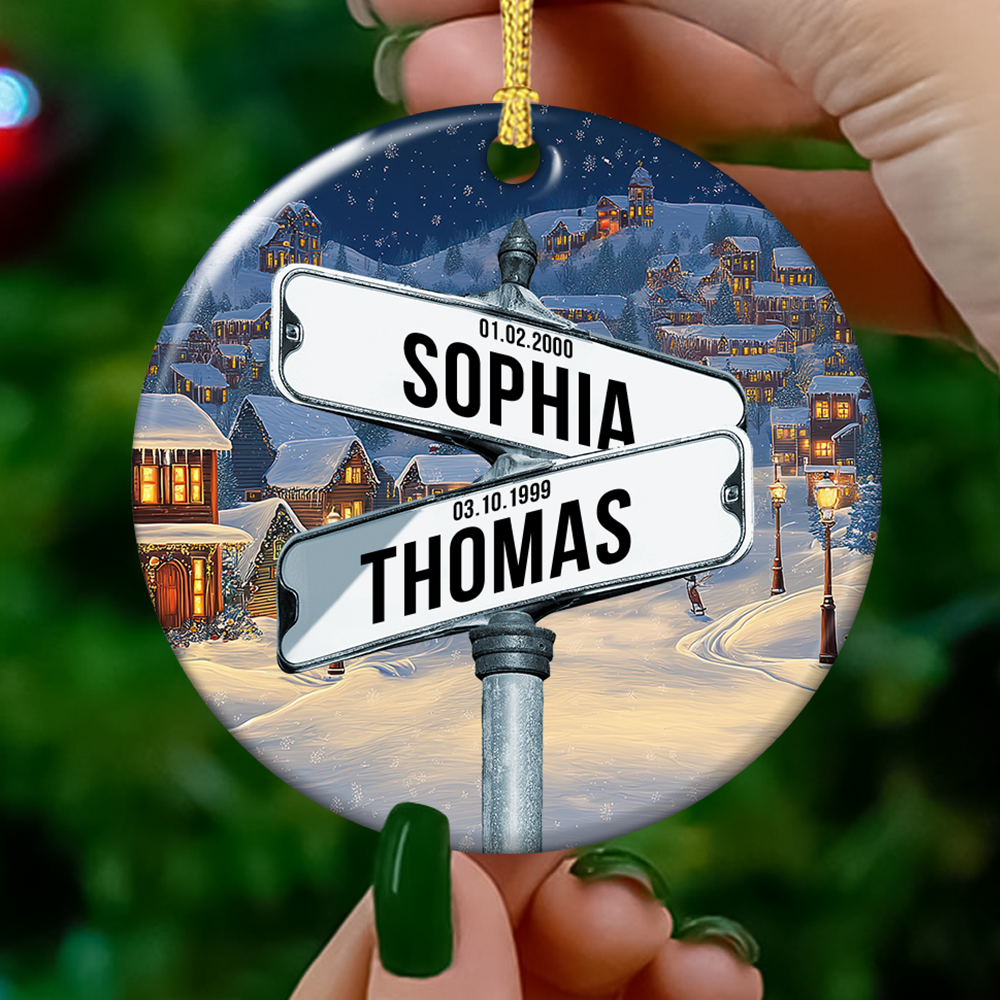 Vintage Street Sign Ornament 2026 - Real 3D Ceramic Ornament