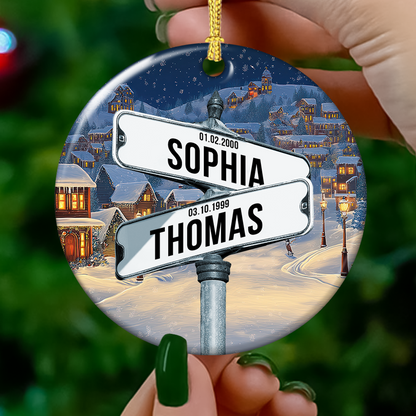 Vintage Street Sign Ornament 2026 - Real 3D Ceramic Ornament