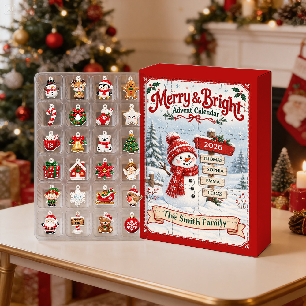 Merry And Bright Snowman Advent Calendar 2026 24 Day Christmas Countdown Box With Cute Figurines - Advent Calendar Box-Box&Acrylic