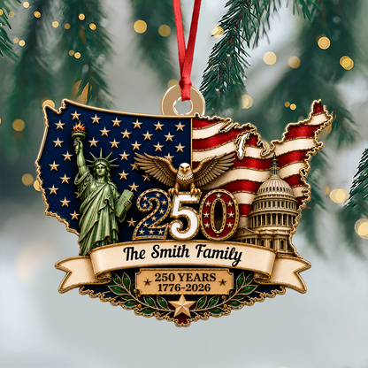 Custom Eagle Personalized 250th America  - Real 3D Relief Ornament