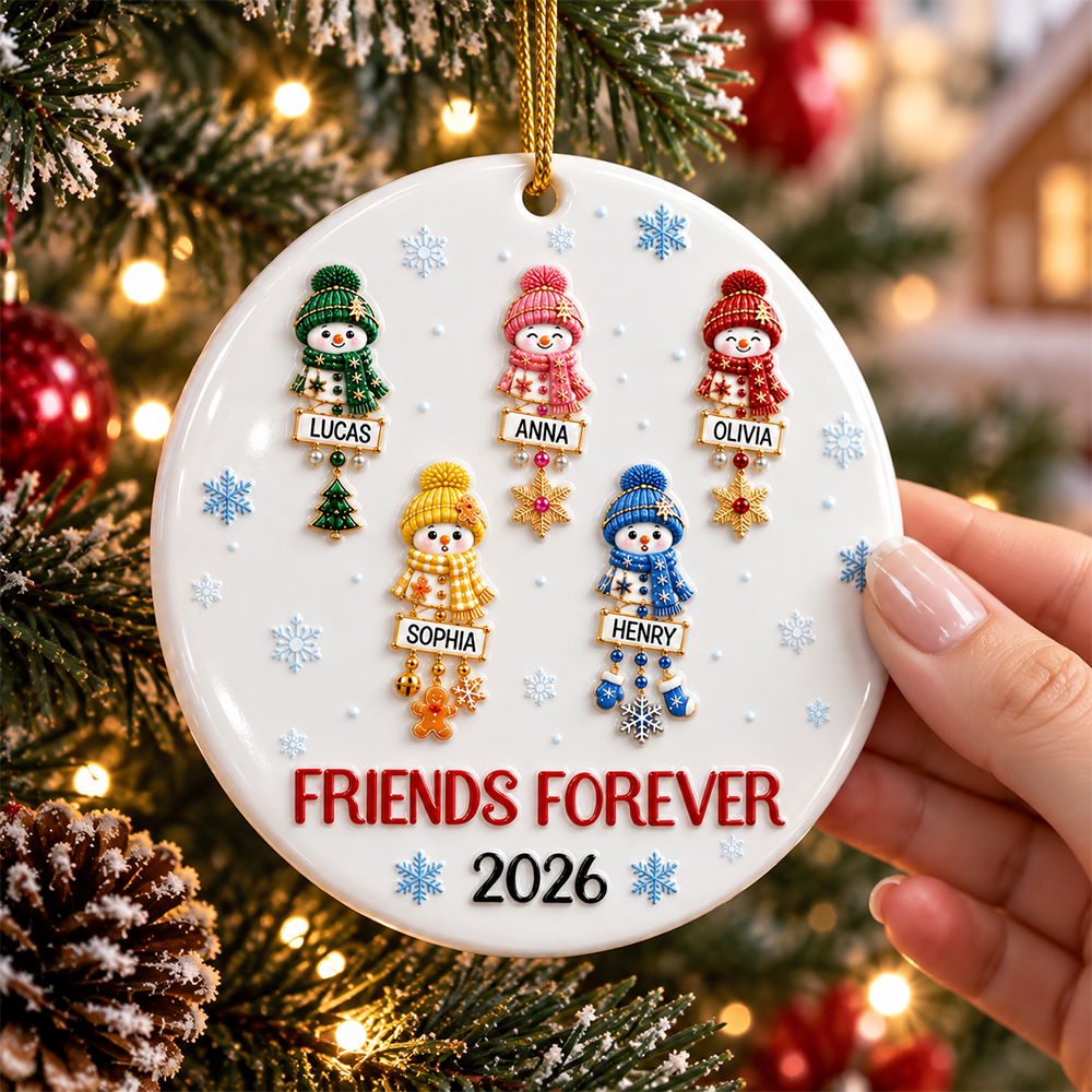 Friends Forever Names Merry Christmas - Real 3D Relief Ornament