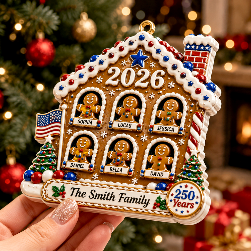 Personalized Cookies House 250th America Patriotic - Real 3D Relief Ornament 2