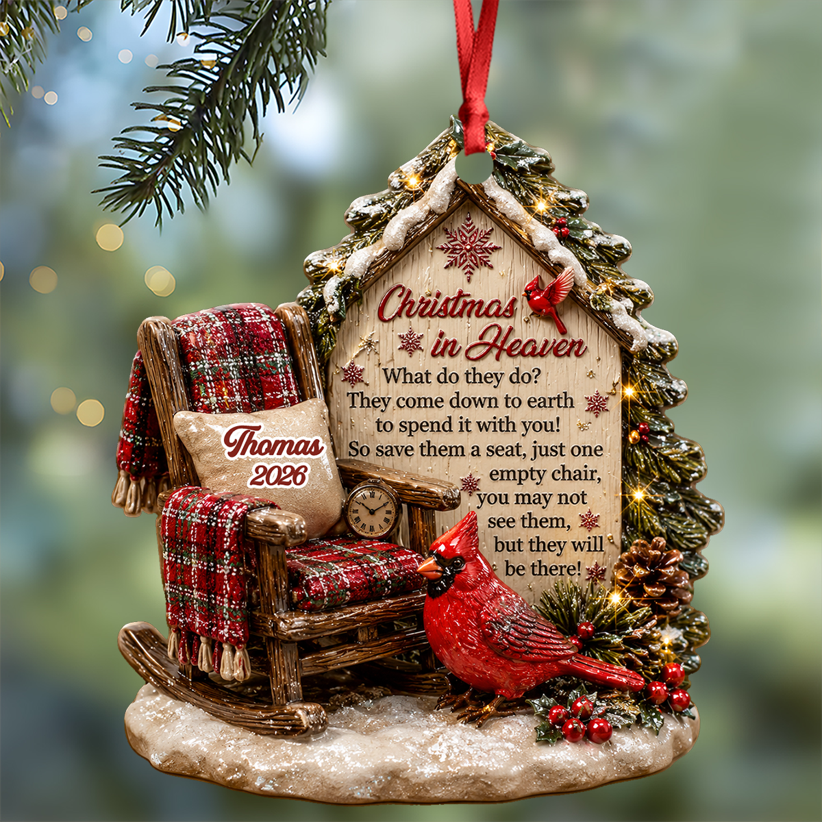 3D Memorial Chair On Christmas - 3D Relief Ornament