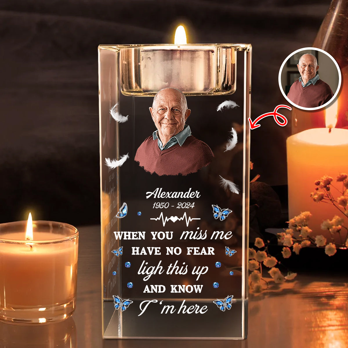 Have No Fear Light This Up - Personalized Crystal Candle Holder