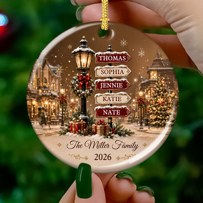 Custom Names Christmas Gifts For Family - Real 3D Ceramic Ornament