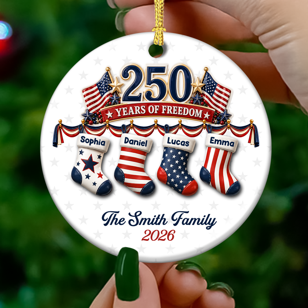 Personalized America 250th Anniversary Christmas Gifts - Real 3D Ceramic Ornament