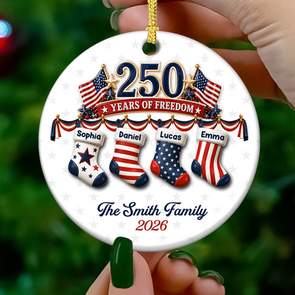 Personalized America 250th Anniversary Christmas Gifts - Real 3D Ceramic Ornament