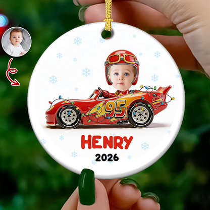 Custom Photo Driving Home For Christmas - Real 3D Ceramic Ornament