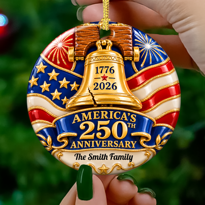 Liberty Bell Family Name Christmas Ornament - Real 3D Ceramic Ornament