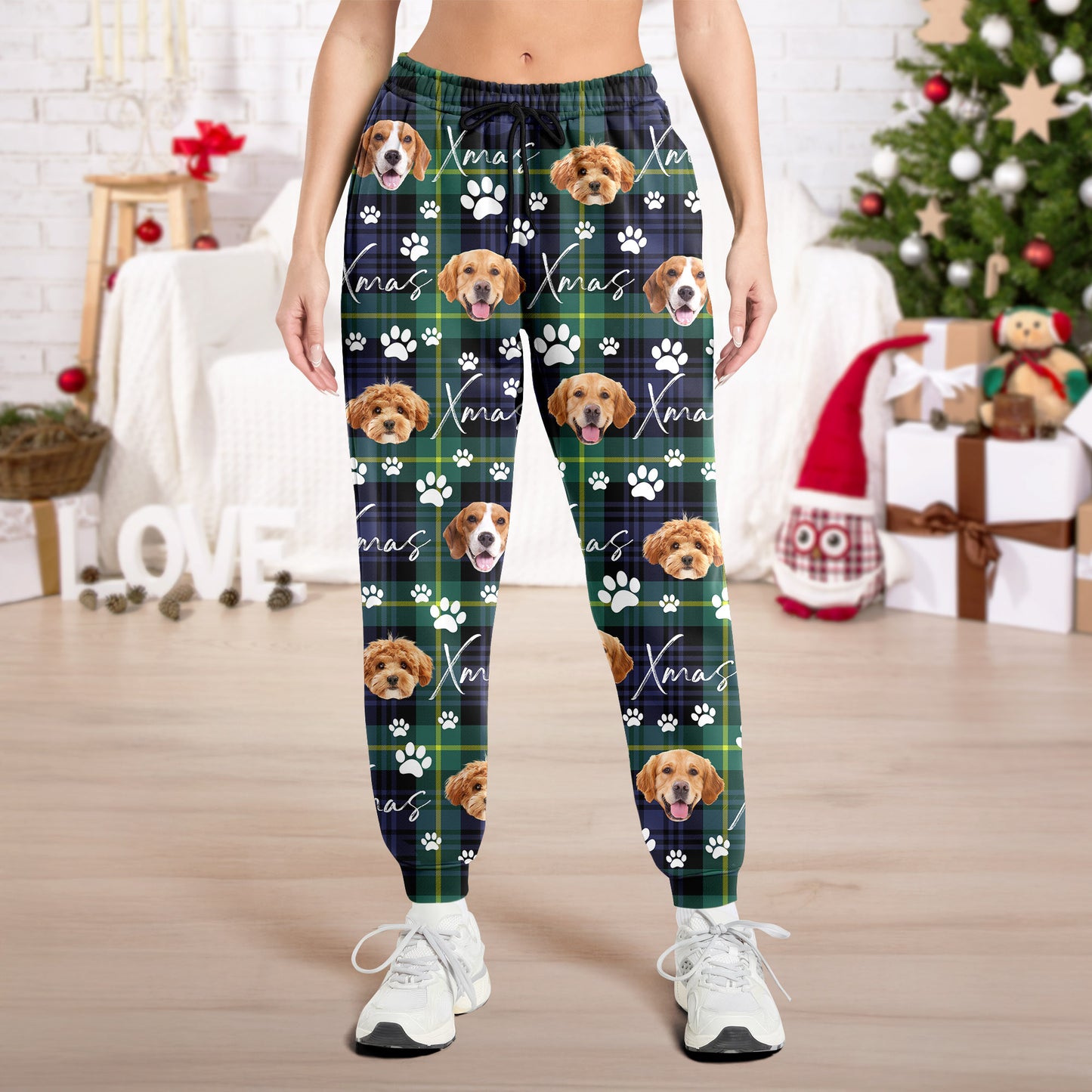 Merry Xmas Custom Face Photo Pajama Pants -  Christmas Gift