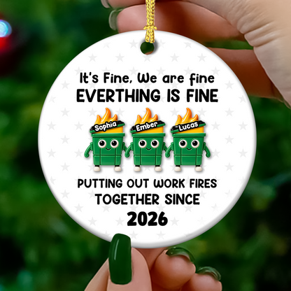 Putting Out Work Fires Together Work Bestie - Real 3D Ceramic Ornament