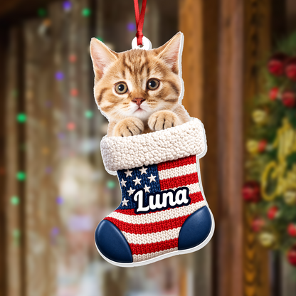 Custom Dog Cat Pet Stocking - Real 3D Relief Ornament