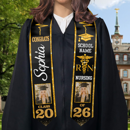 Custom Nurse Glitter Class of 2026 Stoles Sash - Personalized Gift For Graduation - Senior Gift