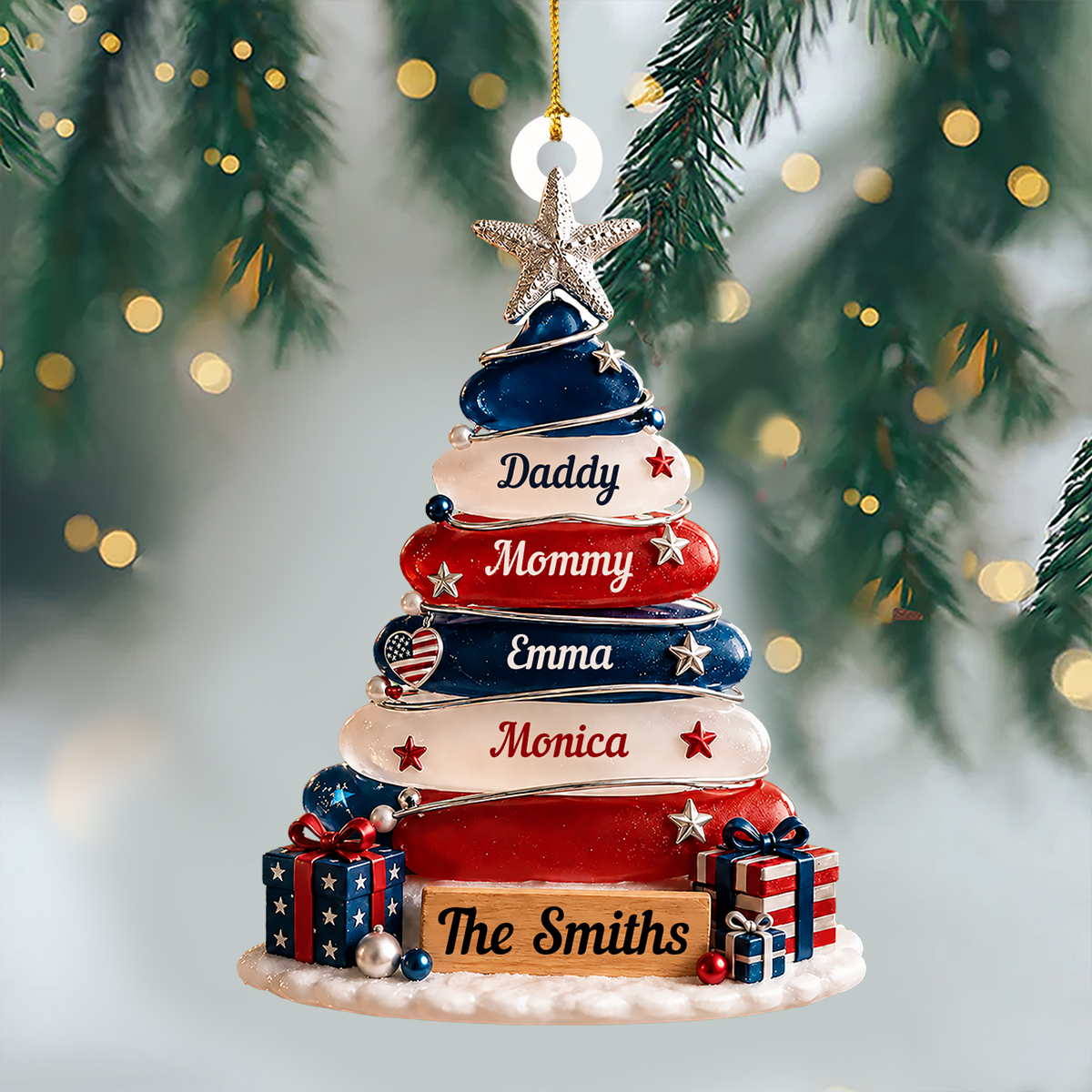 A Cozy Christmas United States Of America - Real 3D Relief Ornament