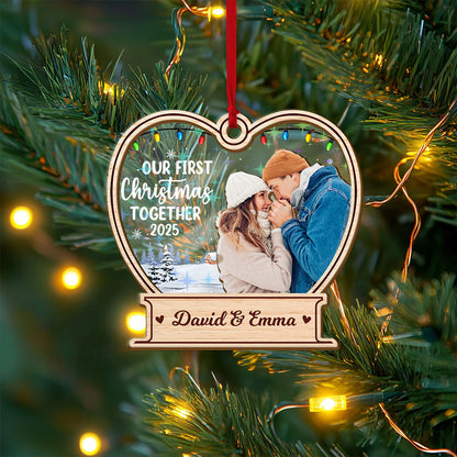 Our first Christmas - Custom Shape Hologram Ornament 2 Layered