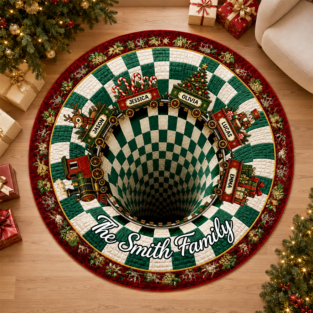 Christmas Santa Sleigh Vortex Shaped Doormat - Personalized Christmas Decor 3D Round Rug