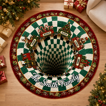 Christmas Santa Sleigh Vortex Shaped Doormat - Personalized Christmas Decor 3D Round Rug