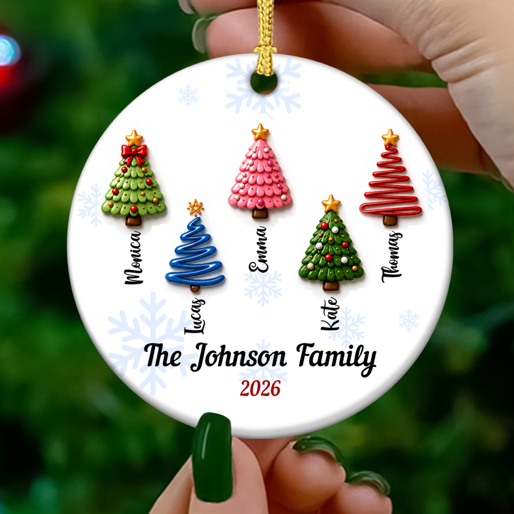 Personalized Family Christmas Tree - Real 3D Relief Ornament