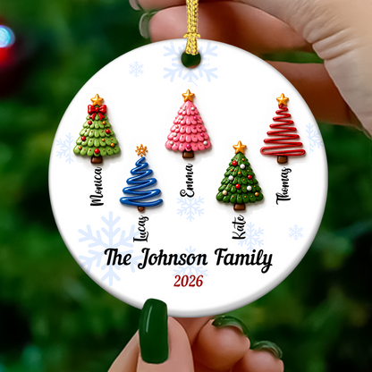 Personalized Family Christmas Tree - Real 3D Relief Ornament