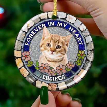 Paw Prints Stay Within Our Hearts Memorial Gifts - Real 3D Ceramic Ornament