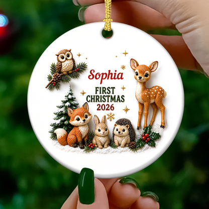 Baby First Christmas Woodland Animals - Real 3D Relief Ornament