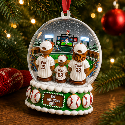 Gingerbread Baseball Family Watching Game Sport Lover - Real 3D Relief Ornament 2