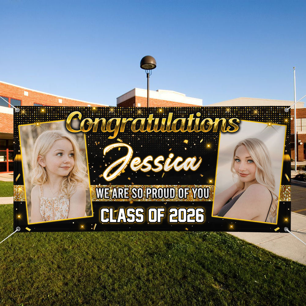 Class Of  2026 Decor Custom Photo Congrats Personalized Banner - Graduation Decor