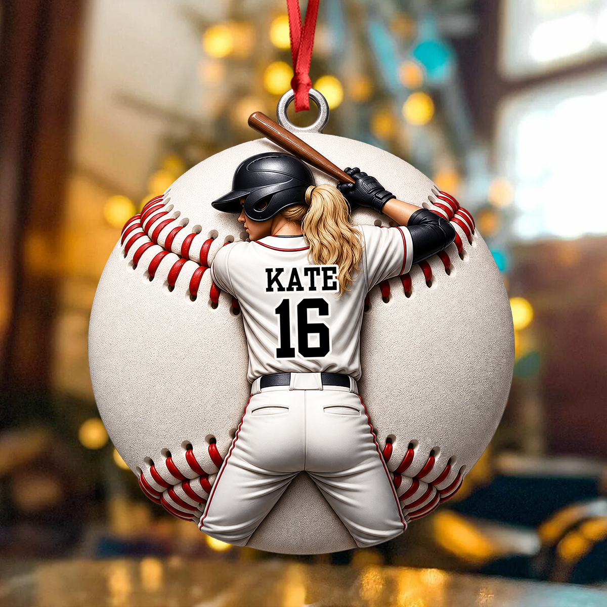 Retro Vintage Baseball Player - Real 3D Relief Ornament